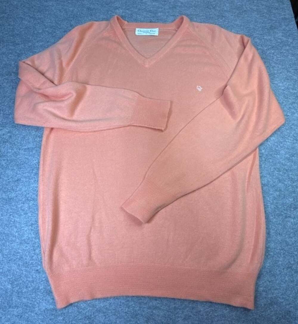 Christian Dior Monsieur V-Neck Sweater Size L Peach Vintage